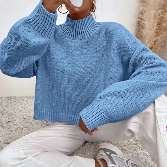 TrendsMock Neck Drop Shoulder Sweater